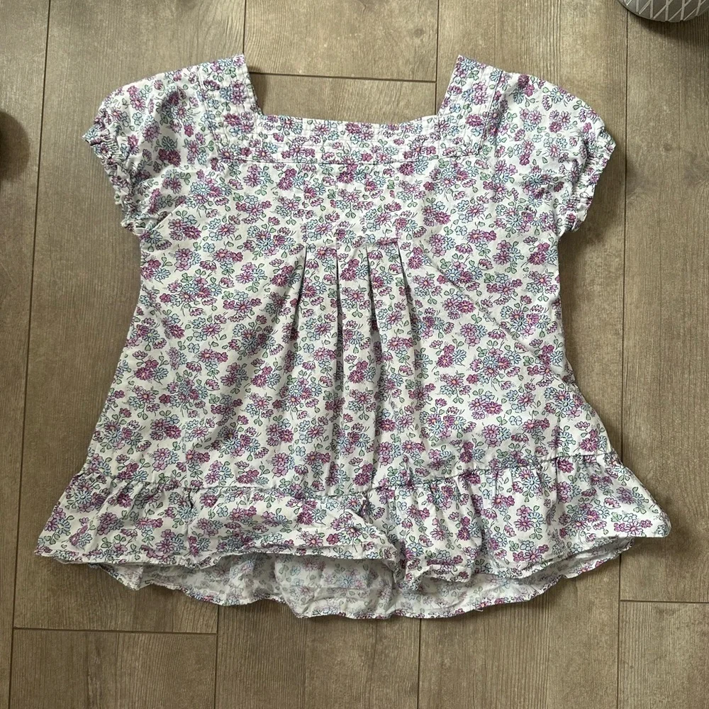 Vintage Oshkosh B’Gosh Girls Floral Print Blouse Puff Sleeve Cottagecore Size 6x